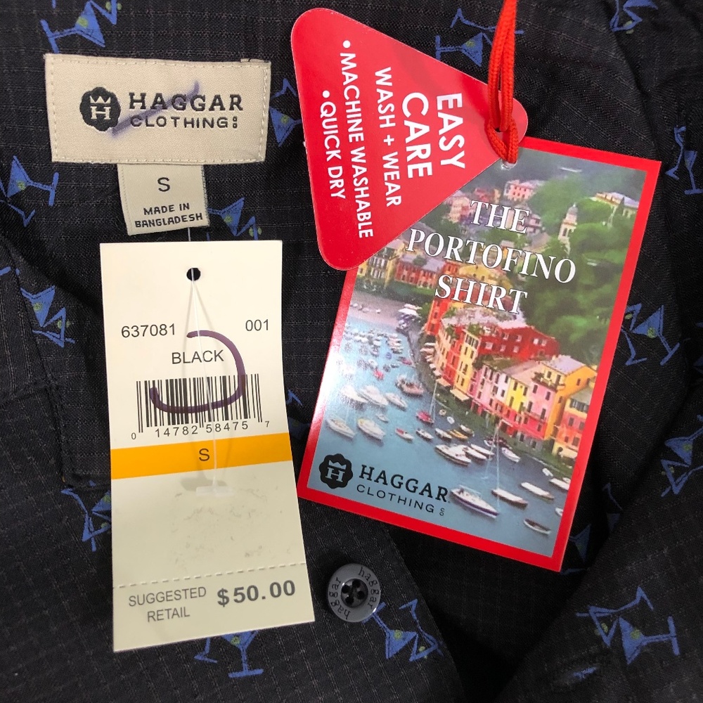 Haggar Black Martini Print Short Sleeve Shirt - Picture 6 of 8